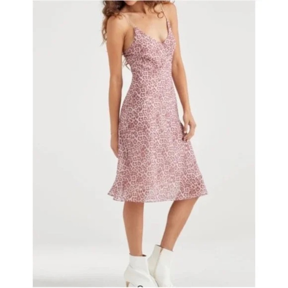 7 For All Mankind Leopard Pink Seamed Slip Dress